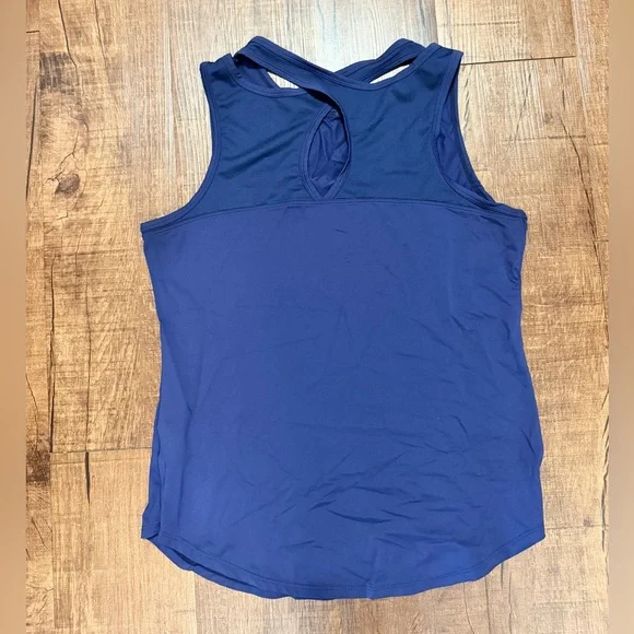 Sofibella Navy Floral Athletic Tank | Racerback Tennis Golf Top | Size S - Picture 3 of 4